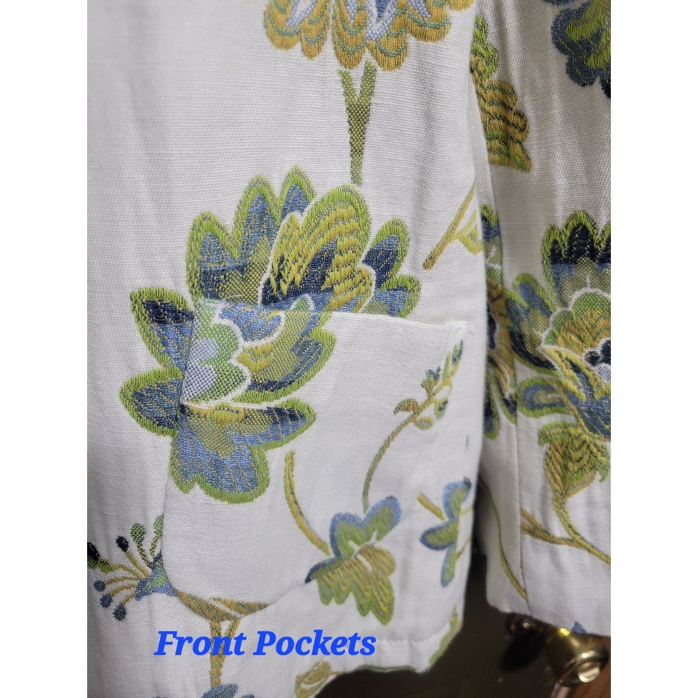 Banana Republic Floral Embroidered Linen Blend Tailored Blazer Jacket Womens 2 - Picture 11 of 14